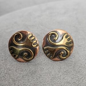 Vintage Hogan Bolas Signed 1950-60s Modernist Brass Cuff Links